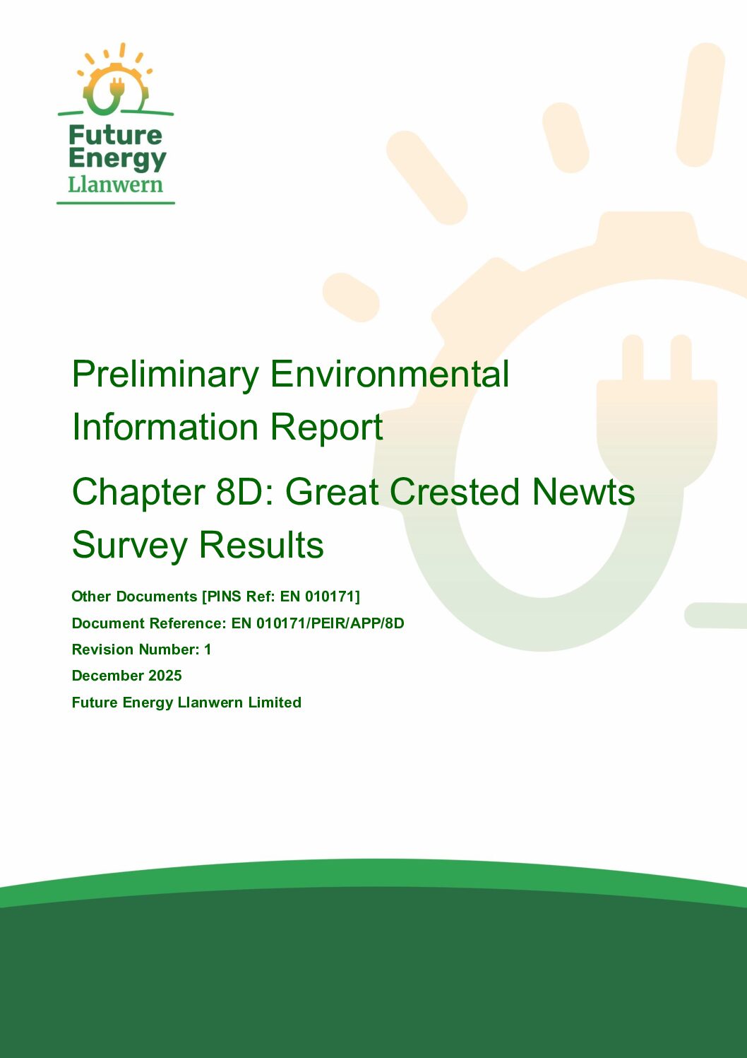 Future Energy Llanwern   PEIR Appendix 8D Great Crested Newts Survey Results
